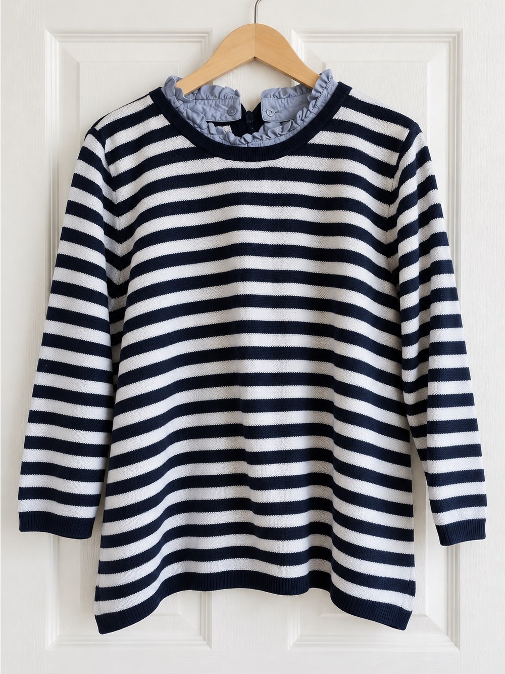 Seraphine Maternity Nursing Sweater XL Striped Navy Mock Shirt Layered Breastfee